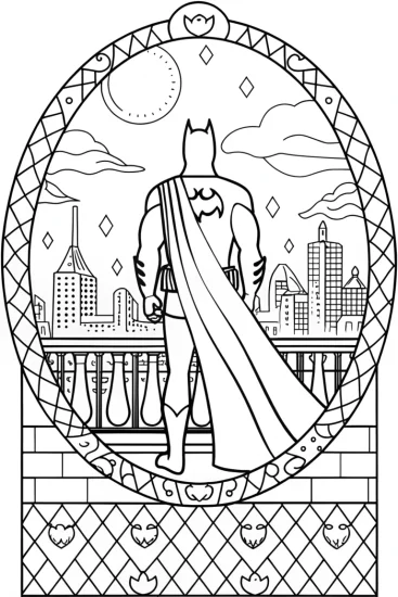 A coloring page of Batman: Sentinel of Gotham’s Shadows