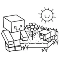 Minecraft Garden Adventure with Steve and a Sheep
