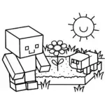 Minecraft Garden Adventure with Steve and a Sheep