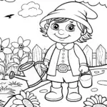 Gomer the Gnome Gardening Coloring Page