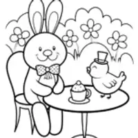 Easter Garden Tea Party with Bunny and Chick