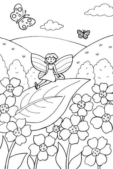A coloring page of Jasmine’s Magical Adventure in the Enchanted Garden