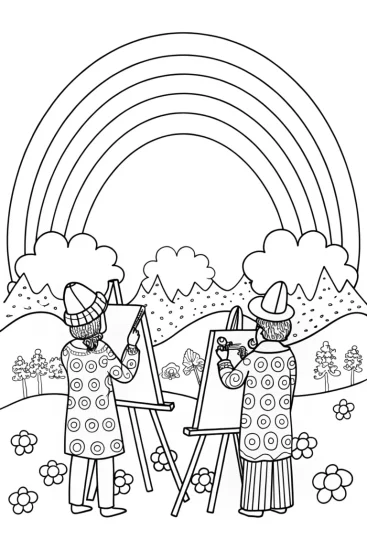 A coloring page of Rainbow High Adventure: Color the Rainbow Creators!