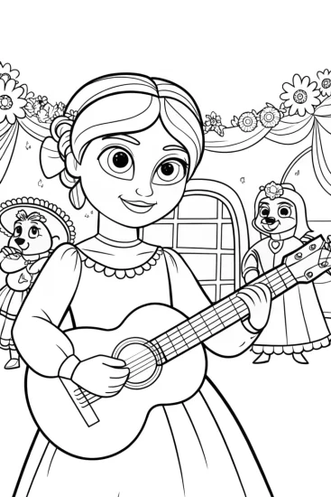 A coloring page of Magical Madrigal Celebration with Mirabel
