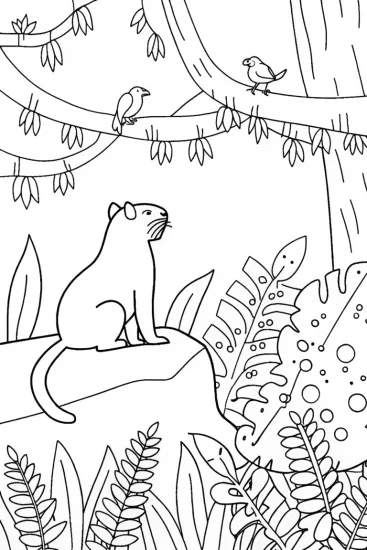A coloring page of The Guardian of the Jungle: The Majestic Jaguar