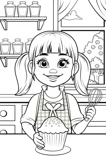 A coloring page of Gabby’s Magical Baking Adventure Coloring Fun