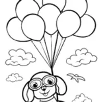 Puppy Takes Flight Coloring Page