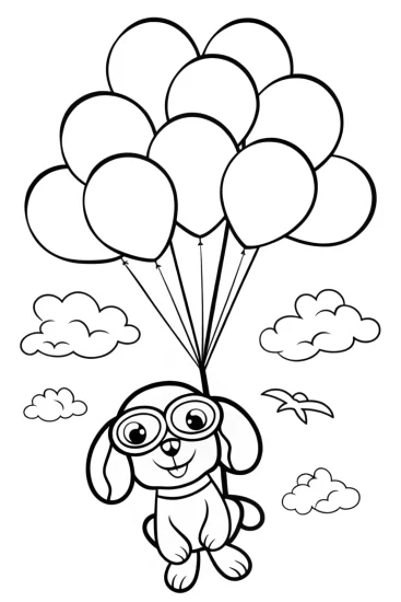 A coloring page of Puppy Takes Flight Coloring Page