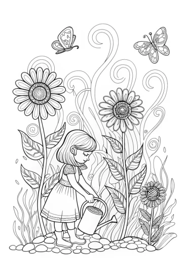 A coloring page of Mirabel’s Magical Garden Adventure