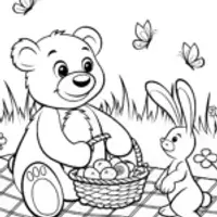 Whimsical Garden Picnic with Benny the Bear and Bunny