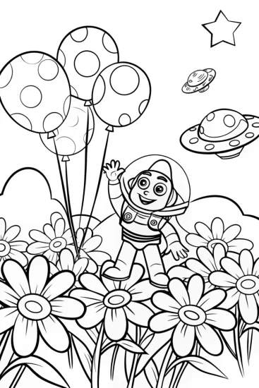 A coloring page of Buzz Lightyear’s Galactic Garden Party Coloring Page