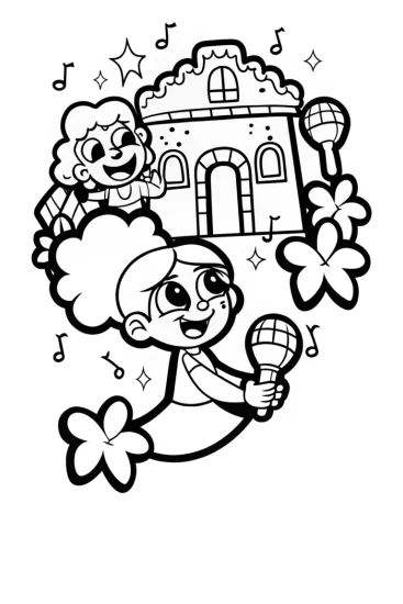 A coloring page of Mirabel’s Enchanted Musical Fiesta Coloring Page
