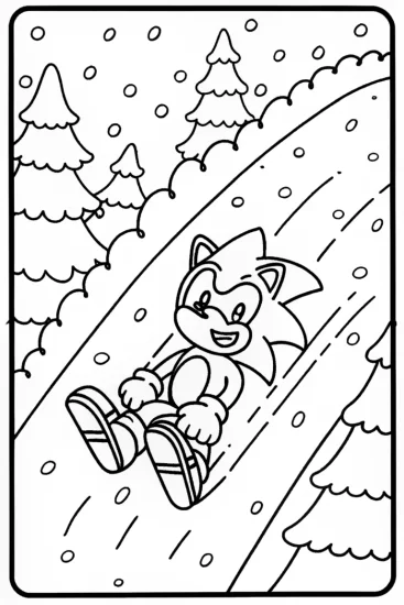 A coloring page of Sonic’s Speedy Snow Adventure Coloring Page
