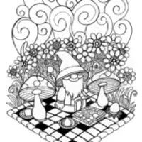 Gnome’s Delightful Picnic in the Flower Garden