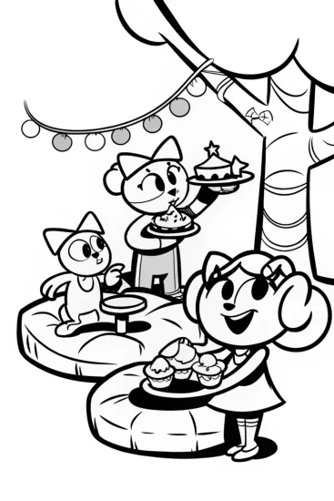 A coloring page of Gabby’s Magical Cat Cafe Adventure Coloring Fun!