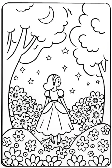 A coloring page of Jasmine’s Moonlit Adventure Coloring Page
