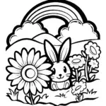 Rainbow Garden Adventure with Bunny Friend