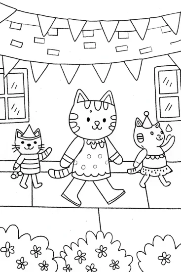 A coloring page of Gabby’s Enchanted Pet Parade Coloring Page