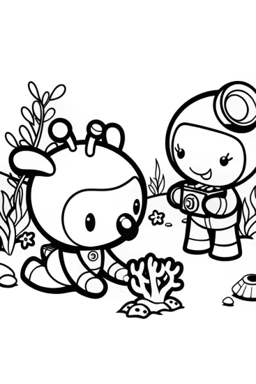 A coloring page of Octonauts’ Garden Adventure with Captain Barnacles