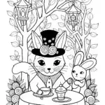 Whimsical Cat Tea Party with the Charming Bunny Companion