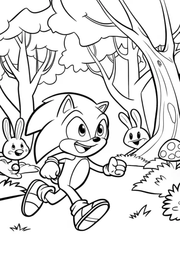 A coloring page of Sonic’s Adventure in the Enchanted Forest Fun!
