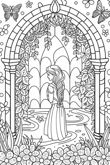 A coloring page of Jasmine’s Enchanted Garden Coloring Adventure (#5809)