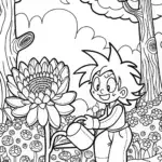 Goku’s Garden of Wonders Coloring Page