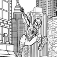 Miles Morales Swinging Through the Cityscape