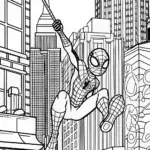 Miles Morales Swinging Through the Cityscape