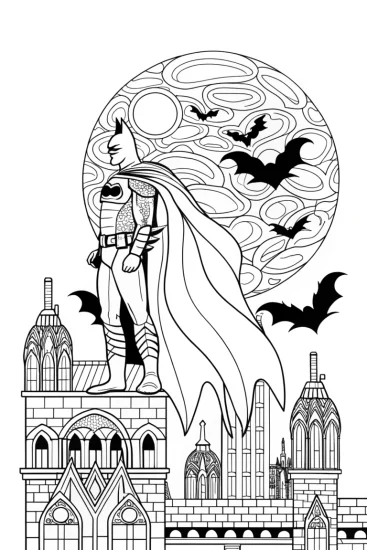 A coloring page of Batman: Guardian of the City of Shadows