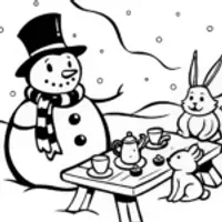 Snowman Tea Party with Friends