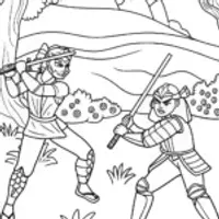Enchanted Duel of the Demon Slayers Coloring Page
