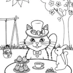 Whimsical Cat’s Tea Party with a Bunny Friend