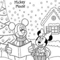 Mickey Mouse Christmas Caroling Coloring Page