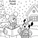 Mickey Mouse Christmas Caroling Coloring Page