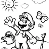 Luigi’s Garden Adventure Fun Coloring Page