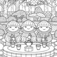 Ninja Tea Time with Friends in a Serene Garden