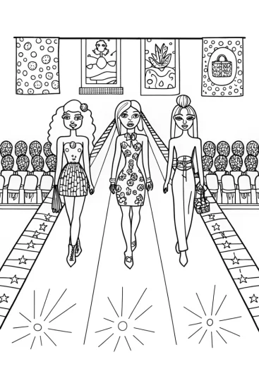 A coloring page of Bratz Fashion Show: Walk the Runway with Style!