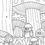 Adventurous Chickens in a Magical Forest Coloring Page
