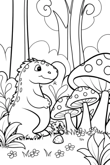 A coloring page of Godzilla’s Woodland Adventure Coloring Page