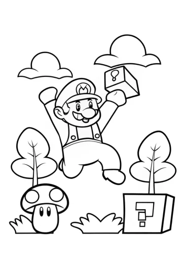 A coloring page of Mario and Luigi’s Mushroom Kingdom Quest