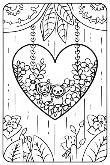 A coloring page of Heart of the Jungle: Fun with Leo and Friends!