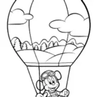 Mickey Mouse Hot Air Balloon Adventure Coloring Page
