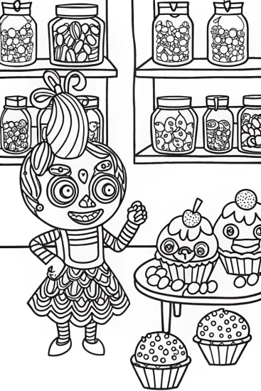 A coloring page of Gabby’s Magical Snack Kitchen Adventure