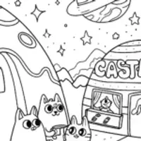 Cosmic Cat Café Adventures: A Coloring Journey