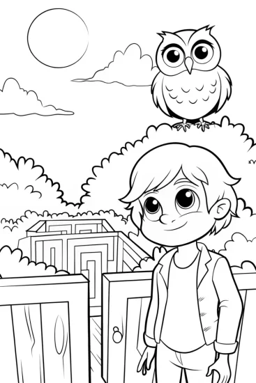 A coloring page of Banban’s Whimsical Garden Maze Coloring Page