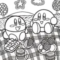 Kirby’s Picnic Adventure Fun Coloring Page