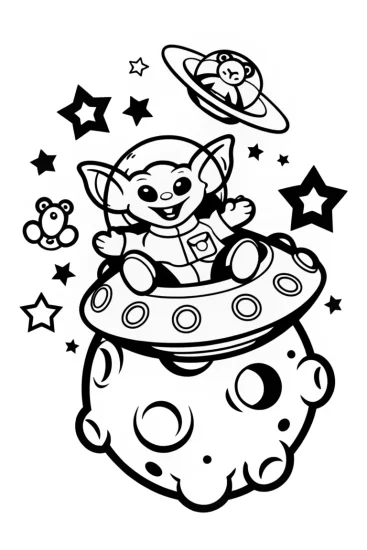 A coloring page of Yoda’s Stardust Playground Adventure