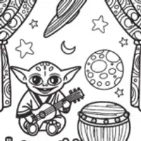Baby Yoda’s Cosmic Concert Coloring Adventure