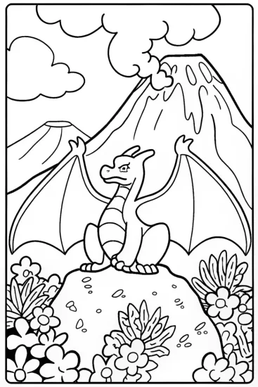 A coloring page of Charizard’s Fiery Lava Expedition Coloring Page